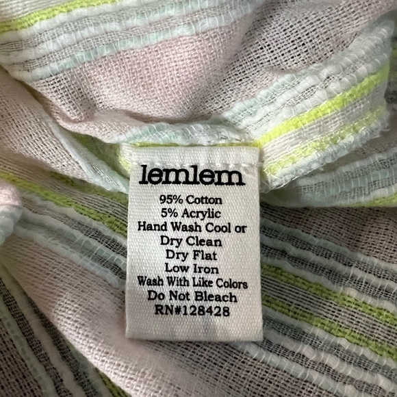 LEMLEM WOMENS LONG SLEEVE STRIPED BLUSH/YELLOW BLOUSE ESTIMATED SIZE LARGE - Picture 9 of 10